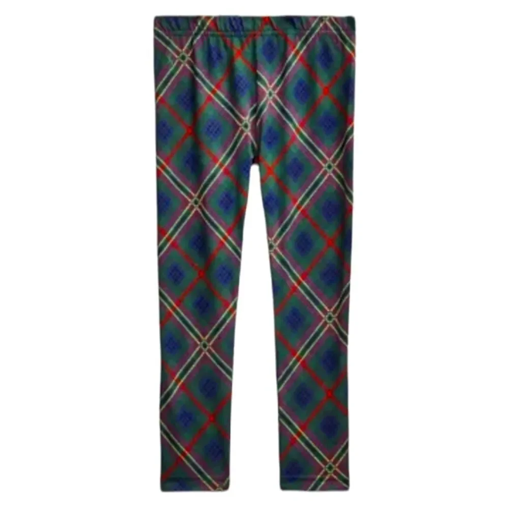 POLO Ralph Lauren Girls Patchwork Plaid Stretch Jersey Leggings Size 6X